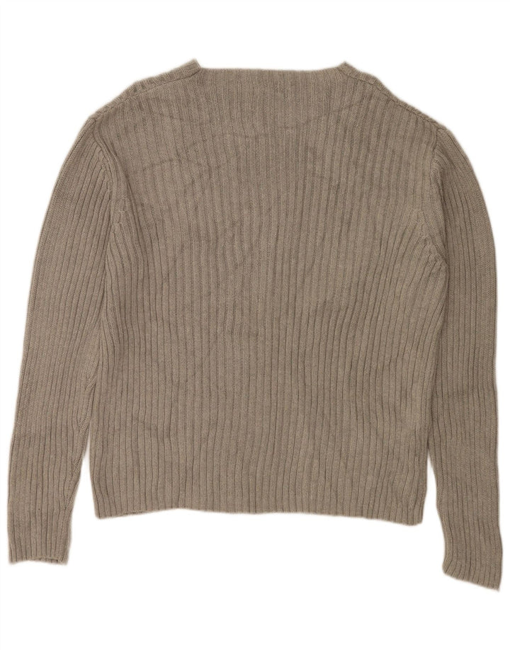 DKNY Dame Boat Neck Jumper Sweater UK 16 Stor Grå Bomuld