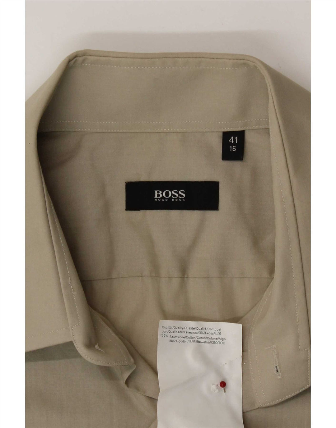 Hugo Boss Herreskjorte Str. 41 16 Stor Khaki Bomuld