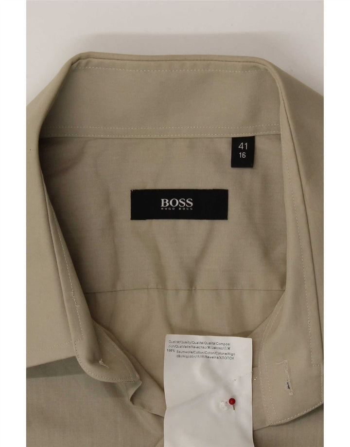 Hugo Boss Herreskjorte Str. 41 16 Stor Khaki Bomuld