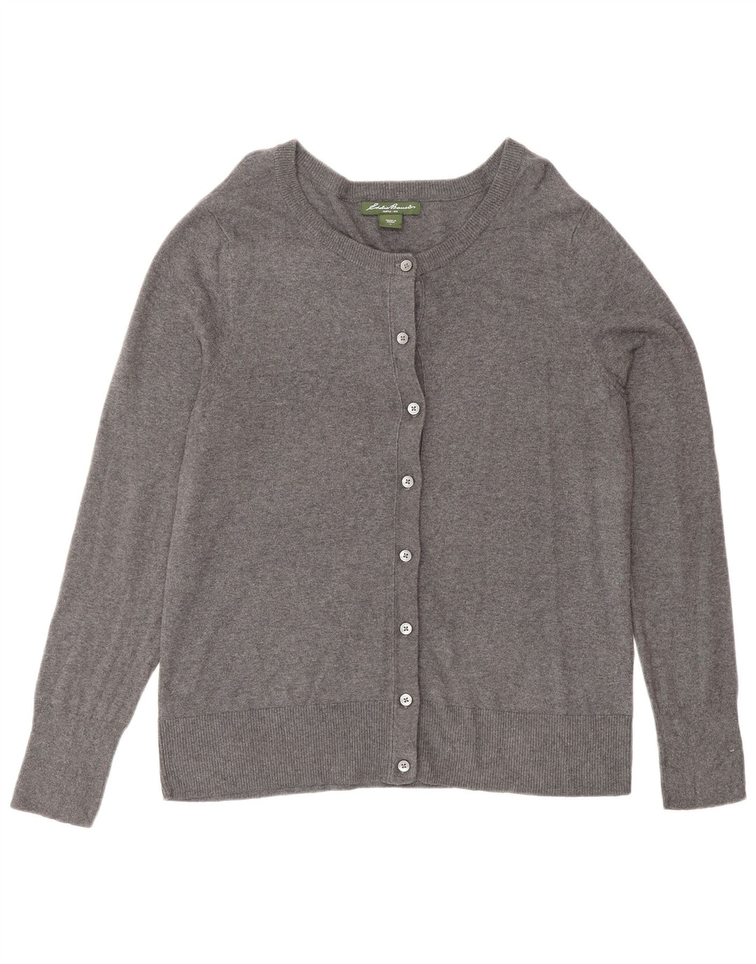 EDDIE BAUER Dame Cardigan Sweater UK 16 Stor Grå Bomuld