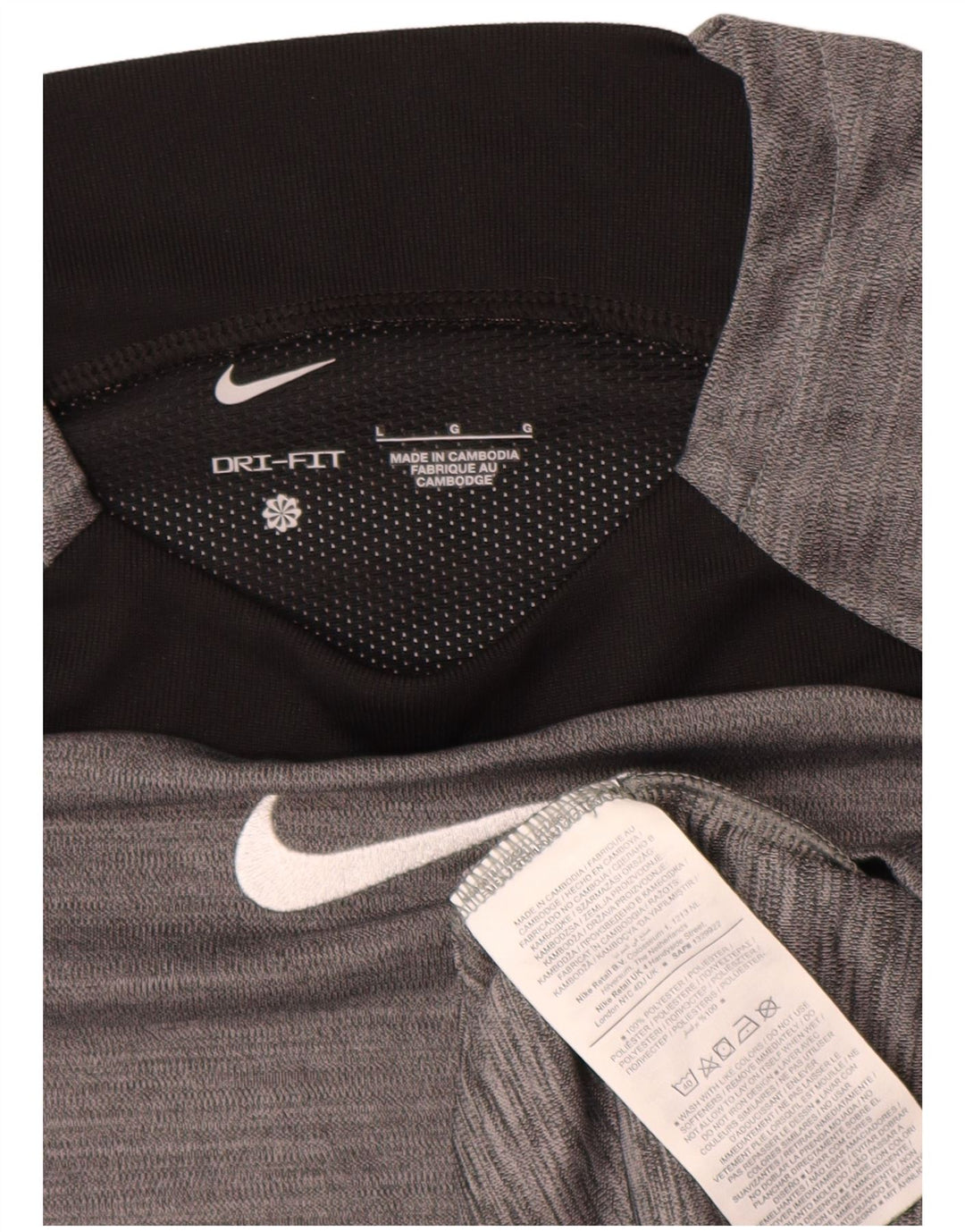 Nike Herre Dri Fit T-Shirt Top Stor Grå Colourblock Polyester