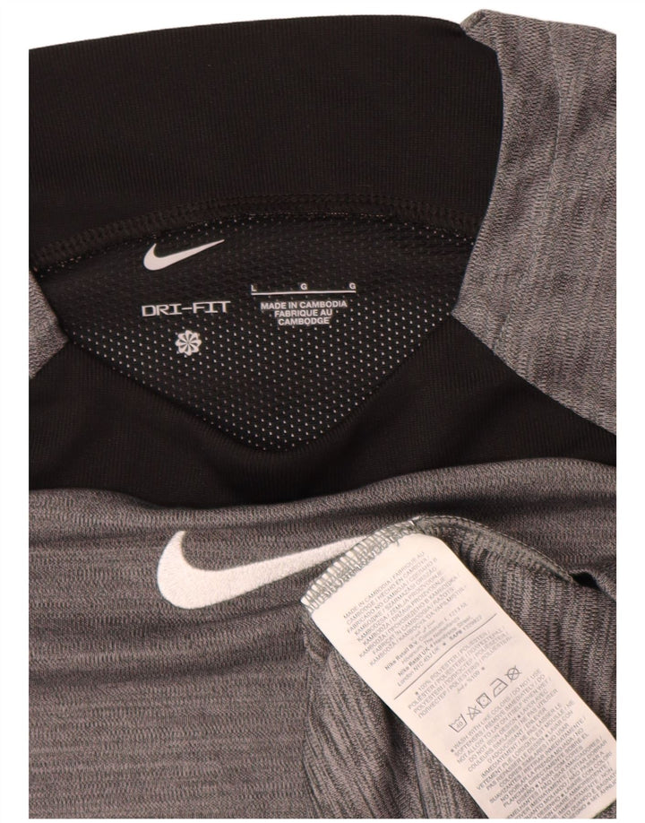 Nike Herre Dri Fit T-Shirt Top Stor Grå Colourblock Polyester