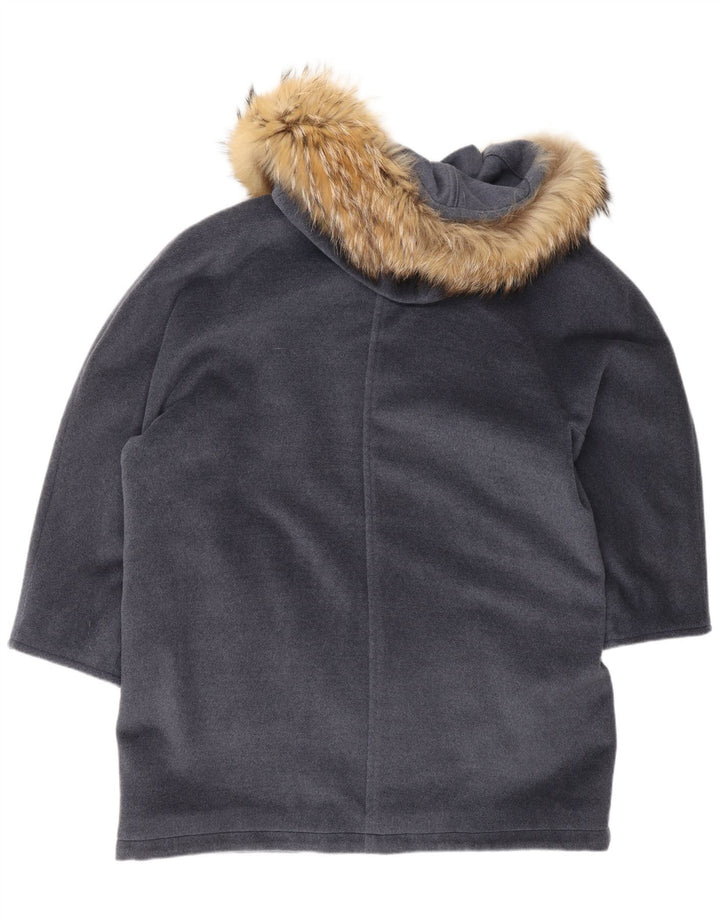 Max Mara Dame Hætte Oversized Parka Jacket UK 12 Medium Grey Virgin Wool
