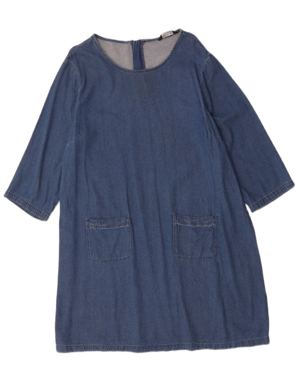 Marks & Spencer Dame 3/4-ærmet oversized denimkjole UK 16 Large Blue