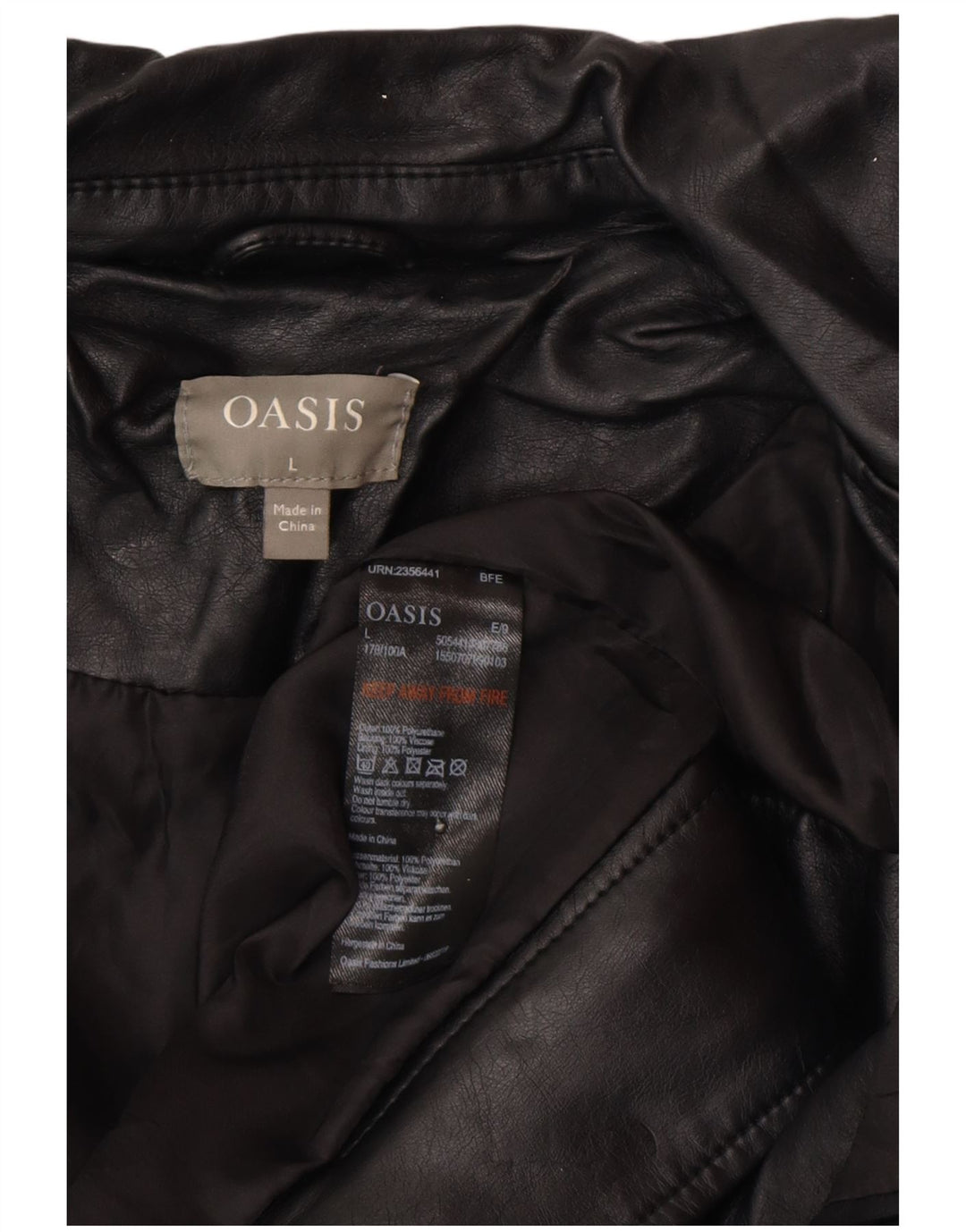 Oasis Womens Biker-jakke i imiteret læder UK 16 Stor sort polyethylen