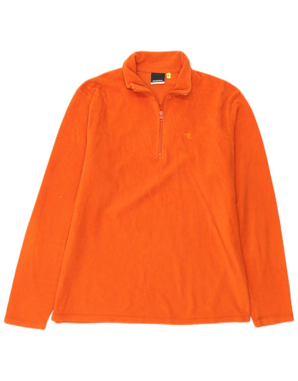 Diadora Mens Zip Neck Fleece Jumper XL Orange