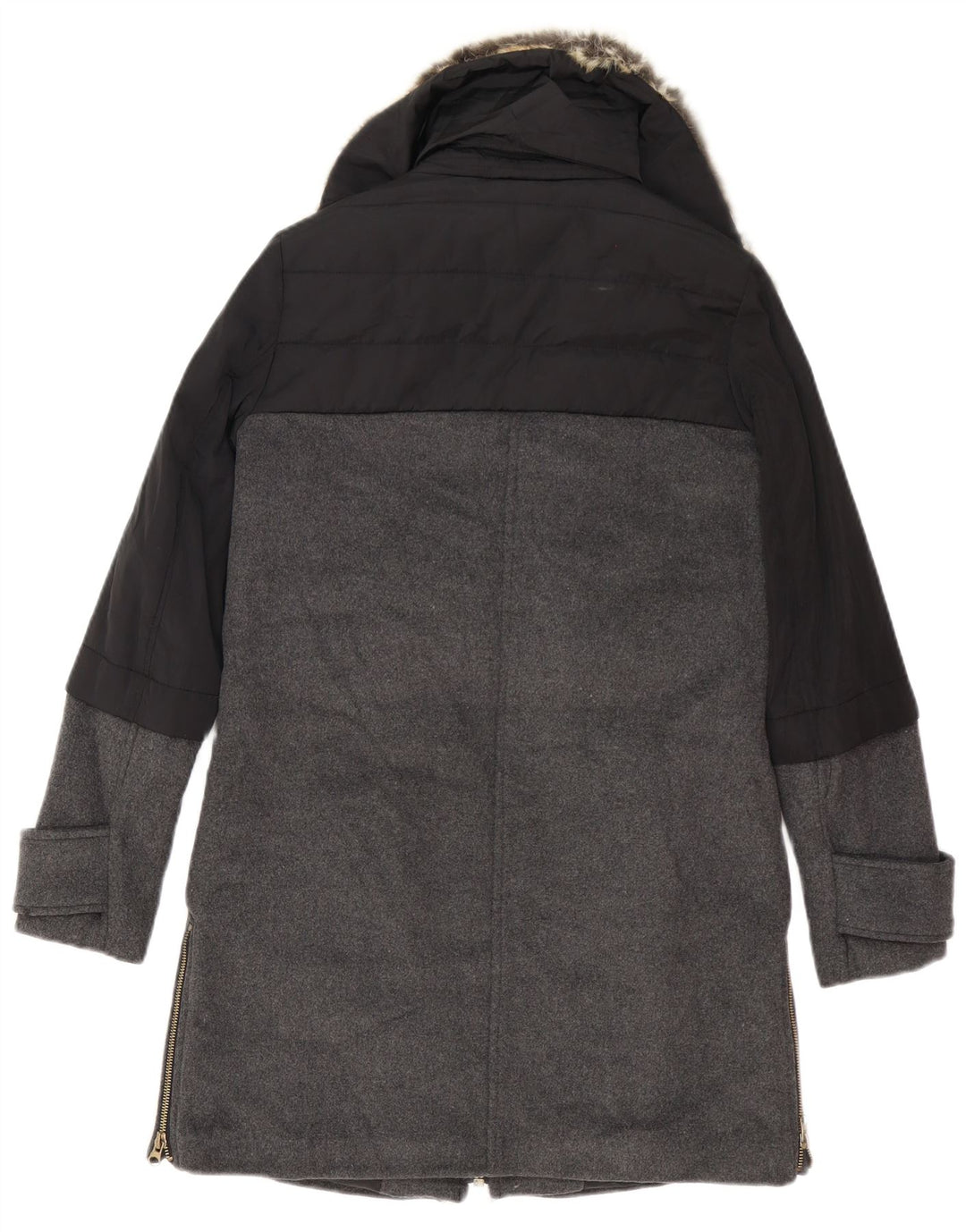 Zara Dame Oversized Overfrakke UK 6 XS Sort Colourblock