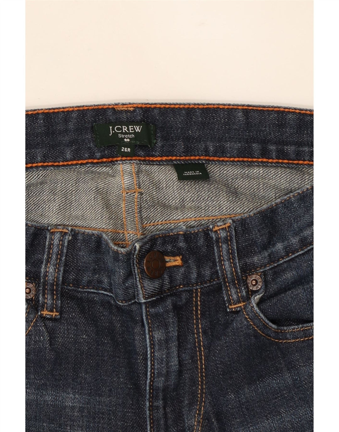 J. CREW Womens Stretch Slim Jeans W26 L31 Navy Blue Cotton Vintage J. Crew and Second-Hand J. Crew from Messina Hembry 