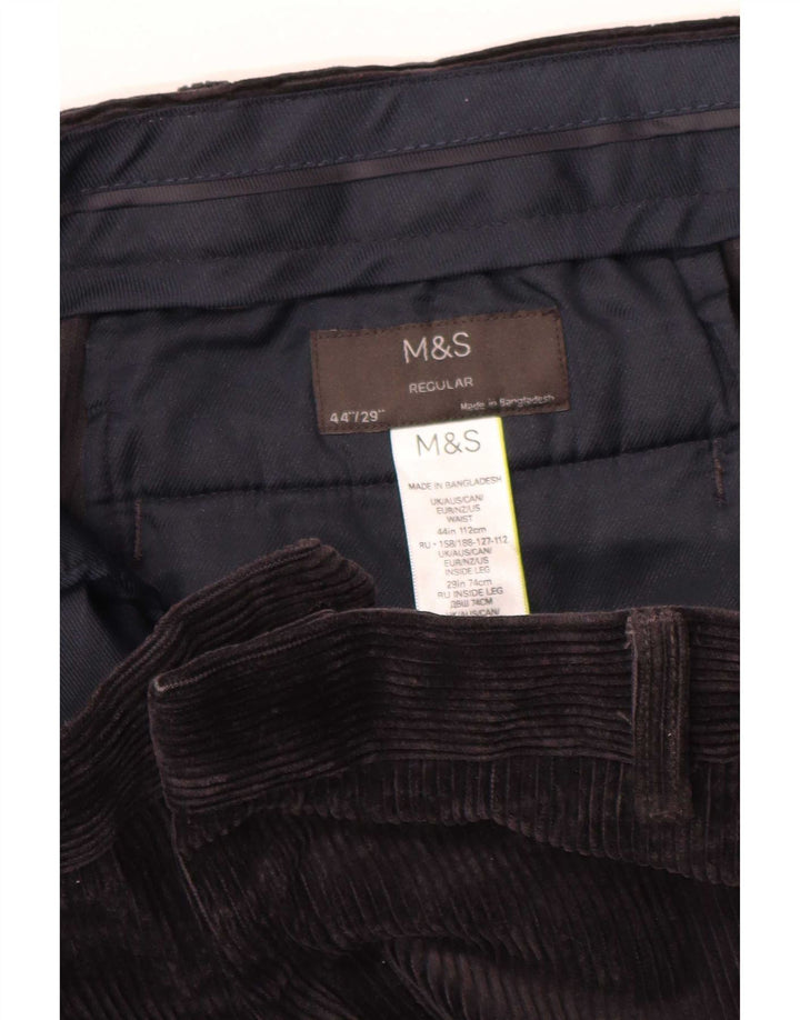 Marks & Spencer Herre Lige Regular Corduroy Bukser W44 L29 Sort