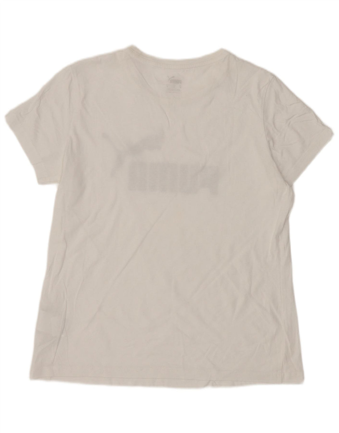 Puma Grafisk T-Shirt Top UK 12 Medium Hvid Bomuld