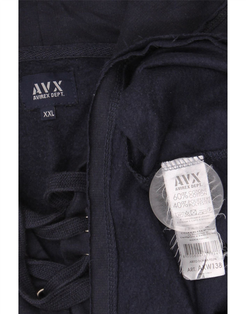 AVIREX Womens Longline Hoodie Jumper UK 20 2XL Navy Blue Cotton Vintage Avirex and Second-Hand Avirex from Messina Hembry 