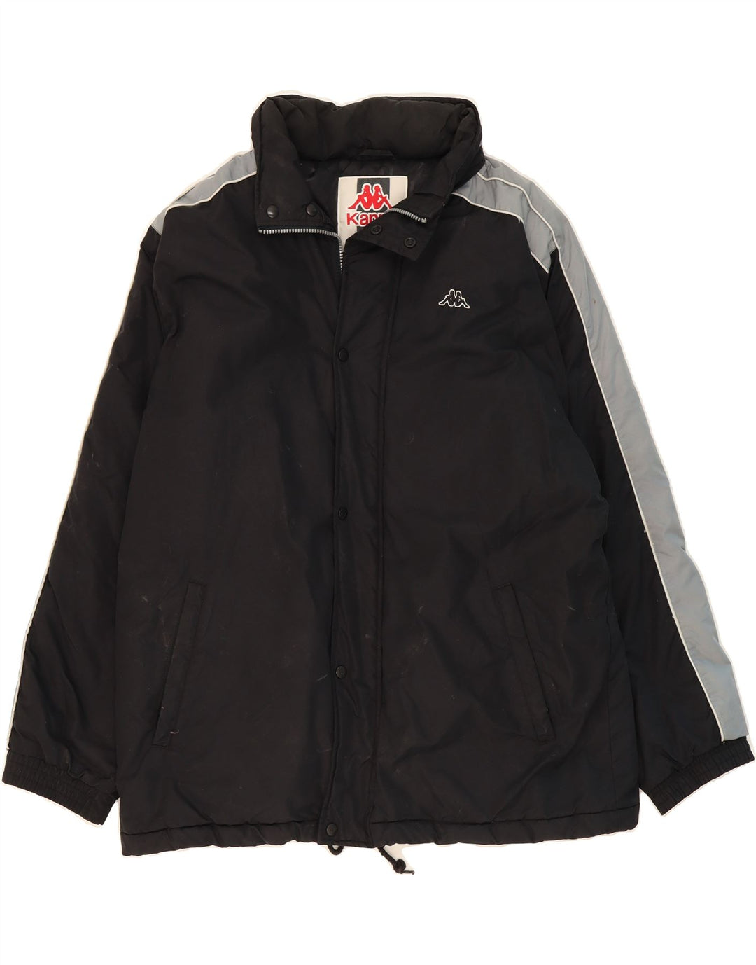 KAPPA Mens Padded Jacket UK 42 XL Black Colourblock Polyamide Vintage Kappa and Second-Hand Kappa from Messina Hembry 
