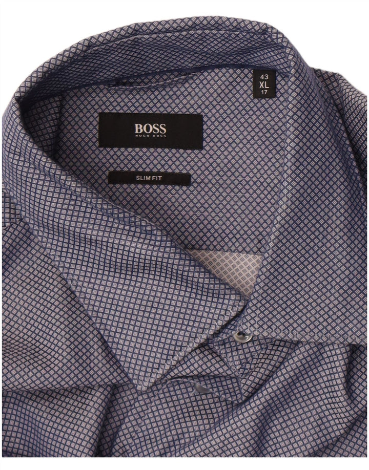 Hugo Boss Herre Slim Fit Skjorte Str. 17 43 XL Blå Ternet
