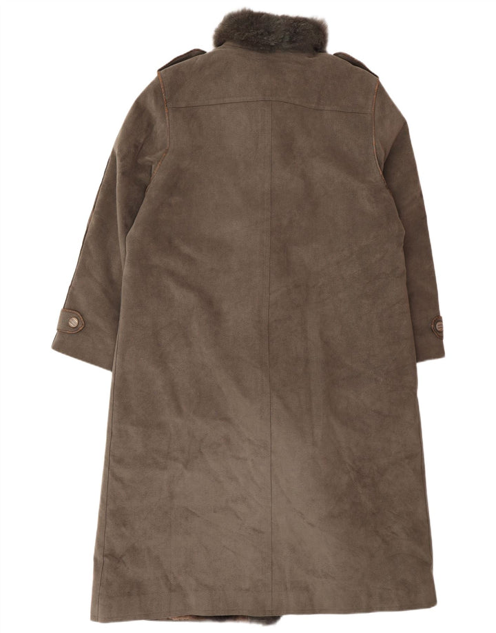 Vintage Kvinders Military Shearling Coat UK 12 Medium Grey