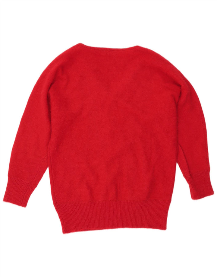 FASE otte Dame V-hals sweater UK 12 Medium Rød Nylon