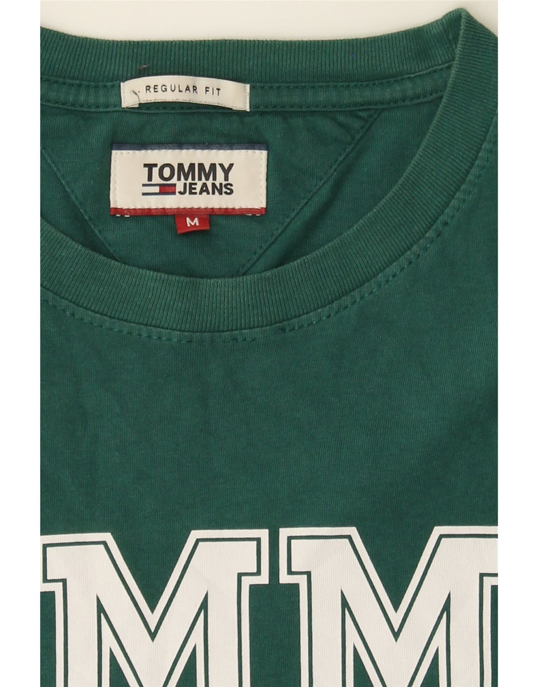 TOMMY HILFIGER Mens Regular Fit Graphic T-Shirt Top Medium Green Cotton Vintage Tommy Hilfiger and Second-Hand Tommy Hilfiger from Messina Hembry 