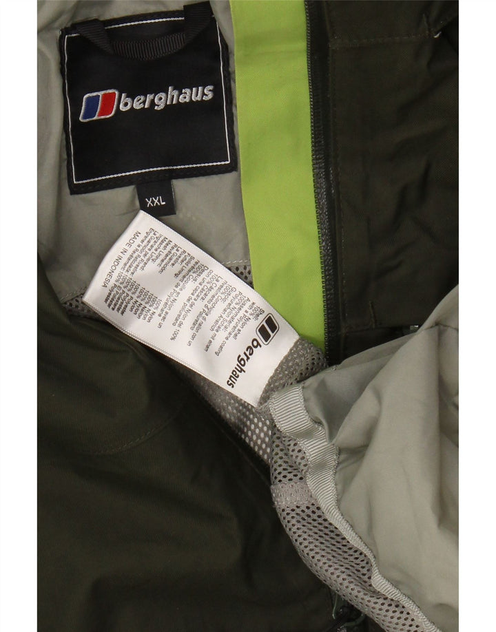 BERGHAUS Regnjakke med hætte til mænd UK 44 2XL Khaki Nylon