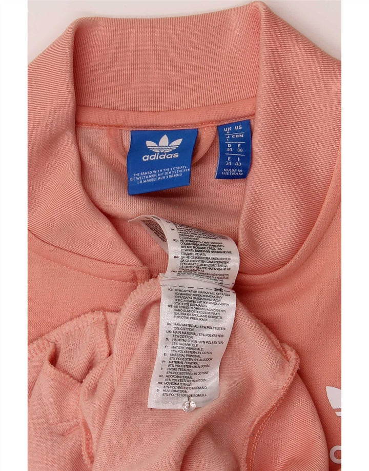 Adidas Dame Grafisk Oversized Tracksuit Top Jacket UK 8 Small Pink