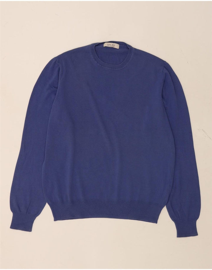 Zara Herre sweater med rund hals, stor blå