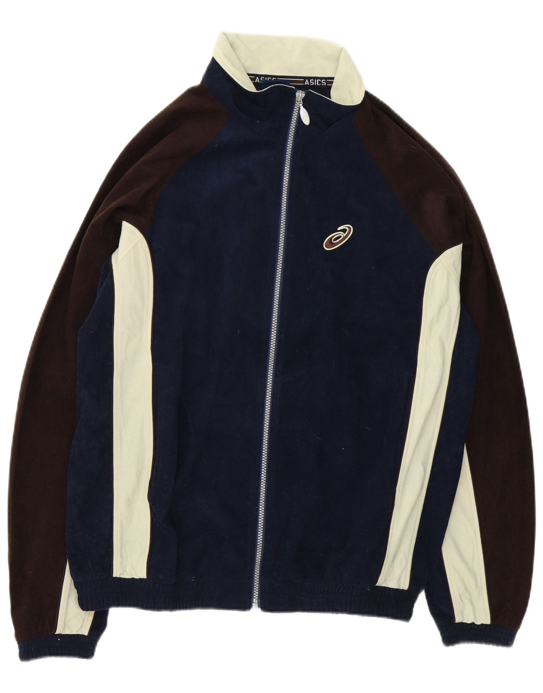 Asics Herre Velour Træningsdragt Top Jakke Stor Navy Blue Colourblock