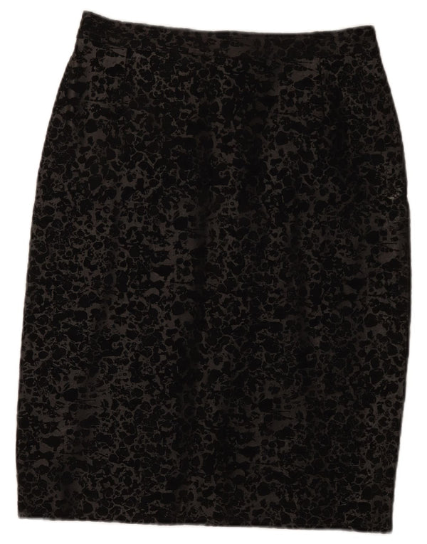 Vintage Womens Leather Skirt IT 44 Medium W27  Black Animal Print Leather