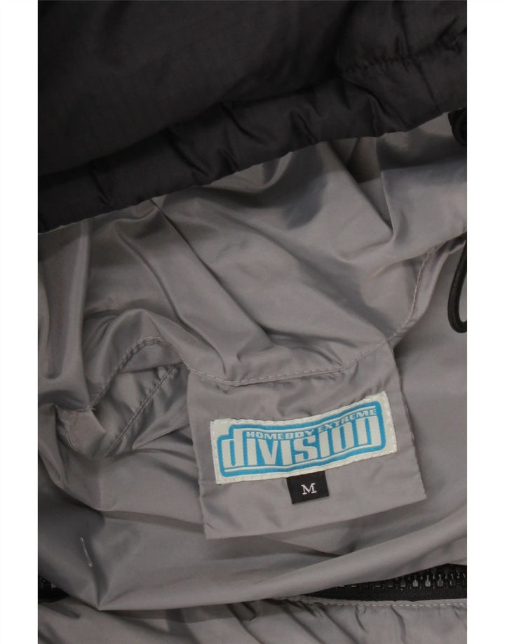 Vintage Herre grafisk Loose Fit polstret jakke UK 38 Medium Sort Nylon