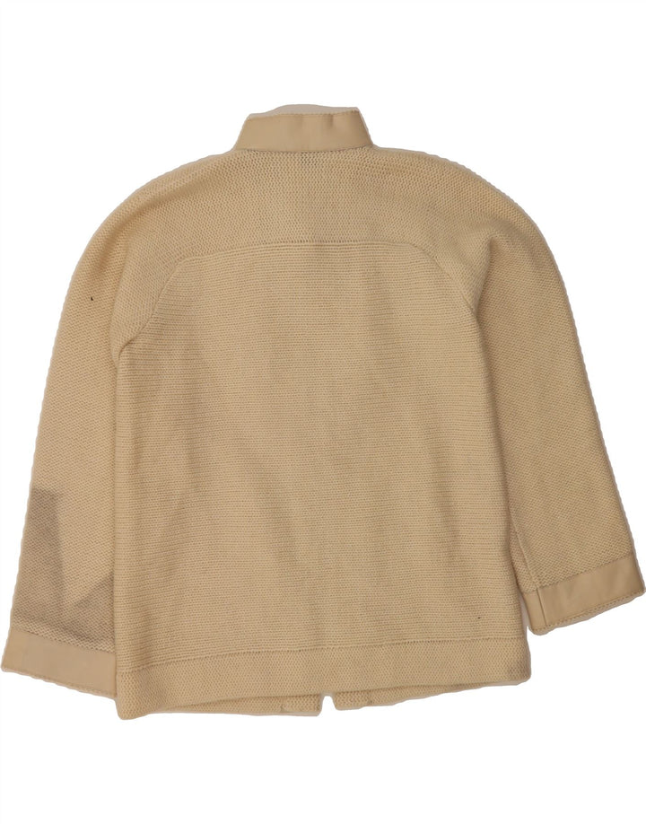 VINTAGE Womens Open Cardigan Sweater UK 16 Large Beige Virgin Wool Vintage Vintage and Second-Hand Vintage from Messina Hembry 