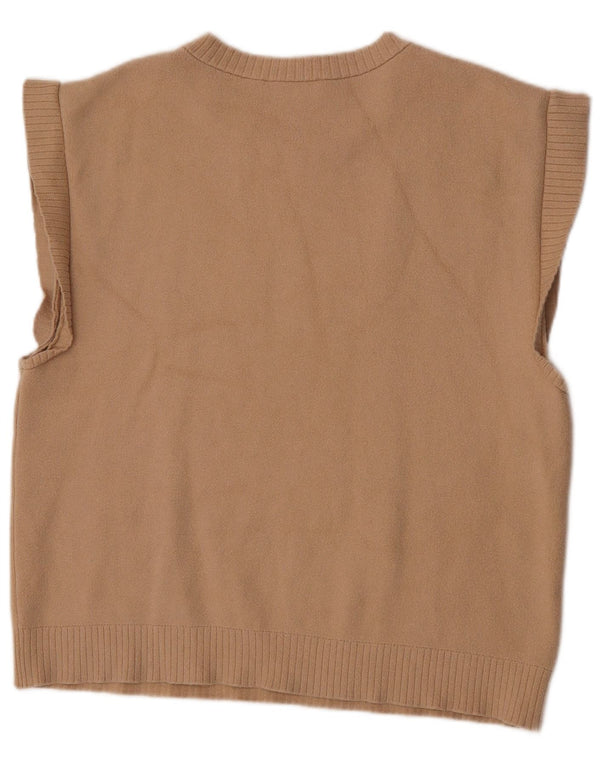 Zara Dame Vest Tank Top UK 14 Medium Beige Viscose