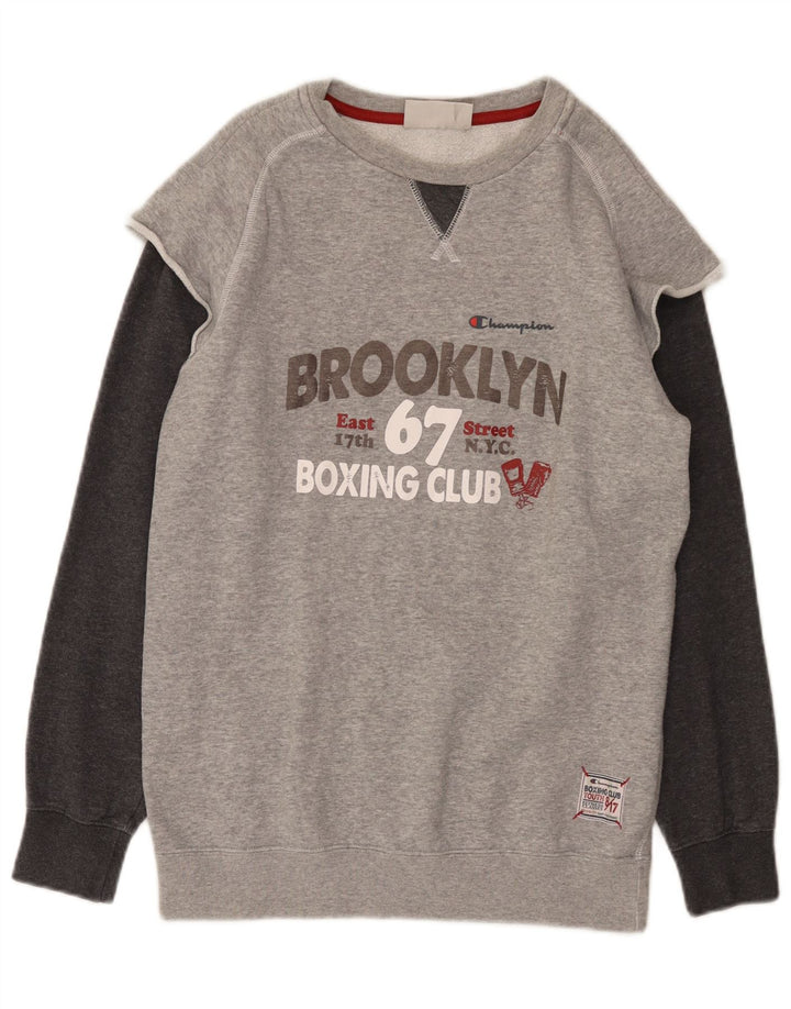 Champion Boys Brooklyn Sweatshirt Jumper 13-14 år XL Grå Flecked