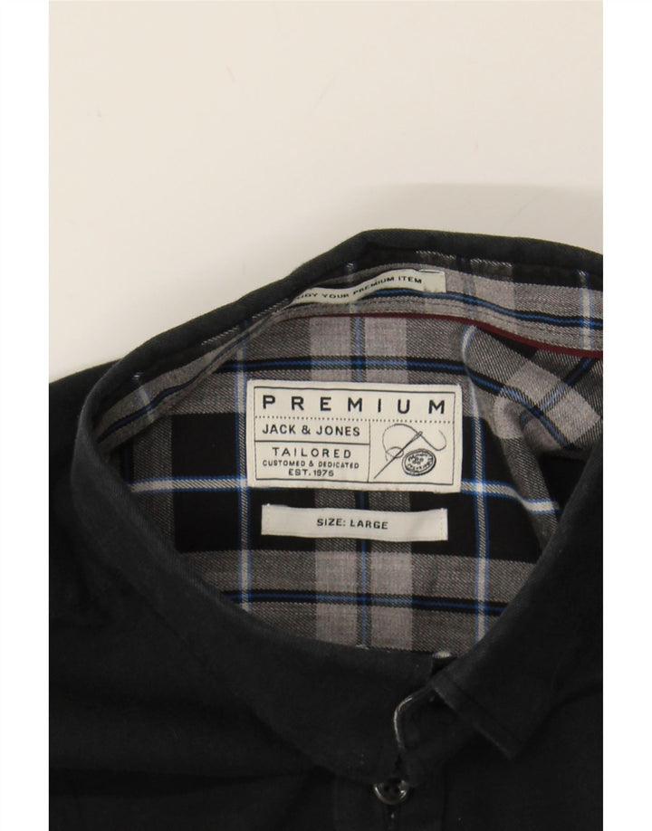 JACK & JONES Mens Premium Shirt Large Black Cotton Vintage Jack & Jones and Second-Hand Jack & Jones from Messina Hembry 