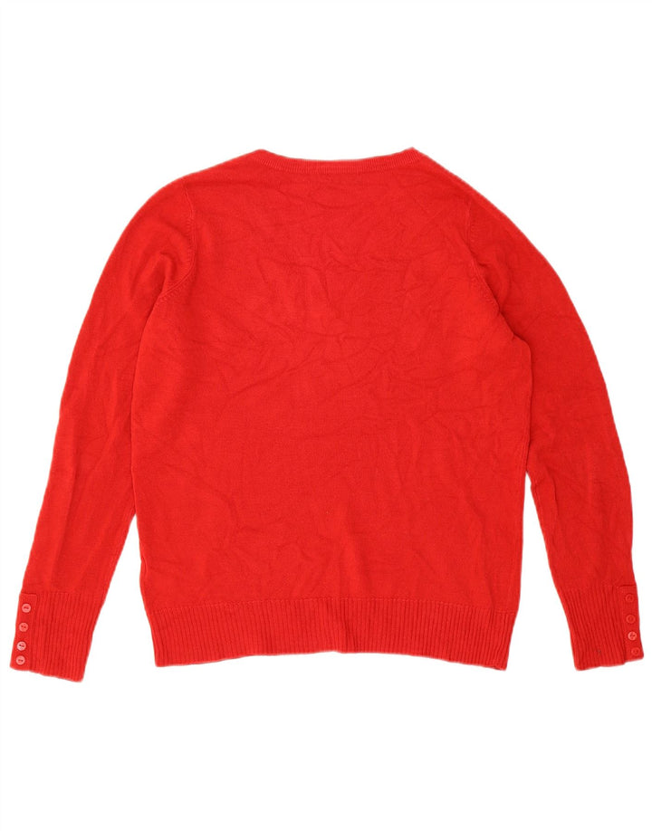 Marks & Spencer Dame V-hals sweater UK 10 Lille rød akryl