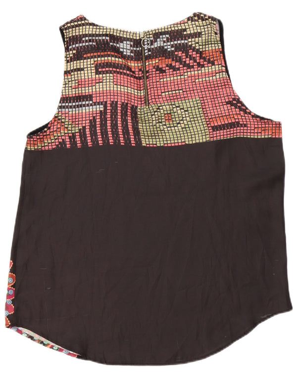 Desigual Womens Sleeveless Blouse Top UK 16 Large Black Floral