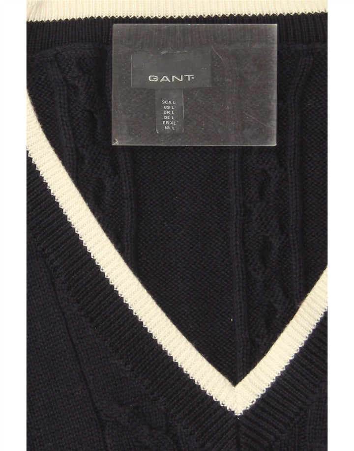 Gant Dame Vest Tank Top UK 16 Large Navy Blue Cotton