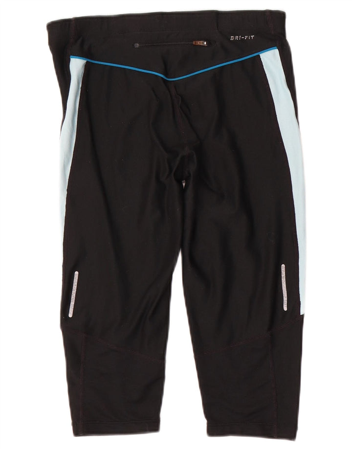 Nike Dame Capri Leggings UK 10 Small Black Colourblock
