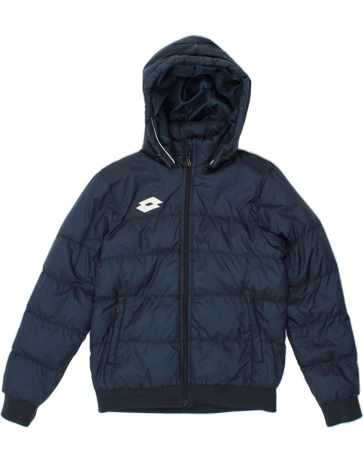 LOTTO Boys Hooded Padded Jacket 11-12 Years Medium Navy Blue Polyamide Vintage Lotto and Second-Hand Lotto from Messina Hembry 