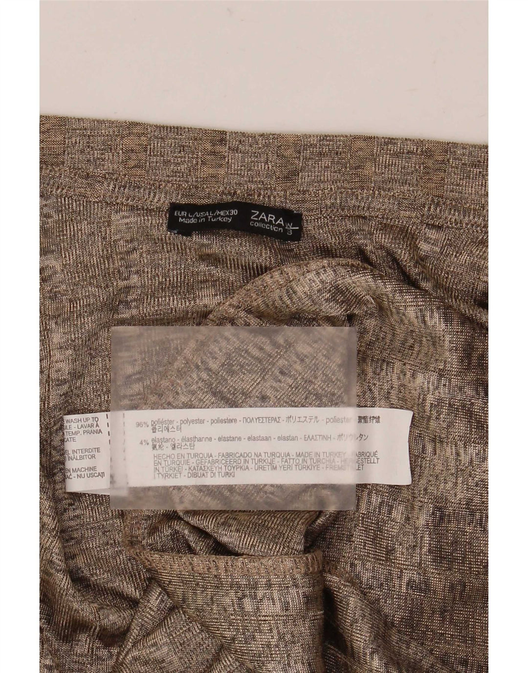 Zara Dame T-Shirt Kjole UK 16 Stor Brun Polyester