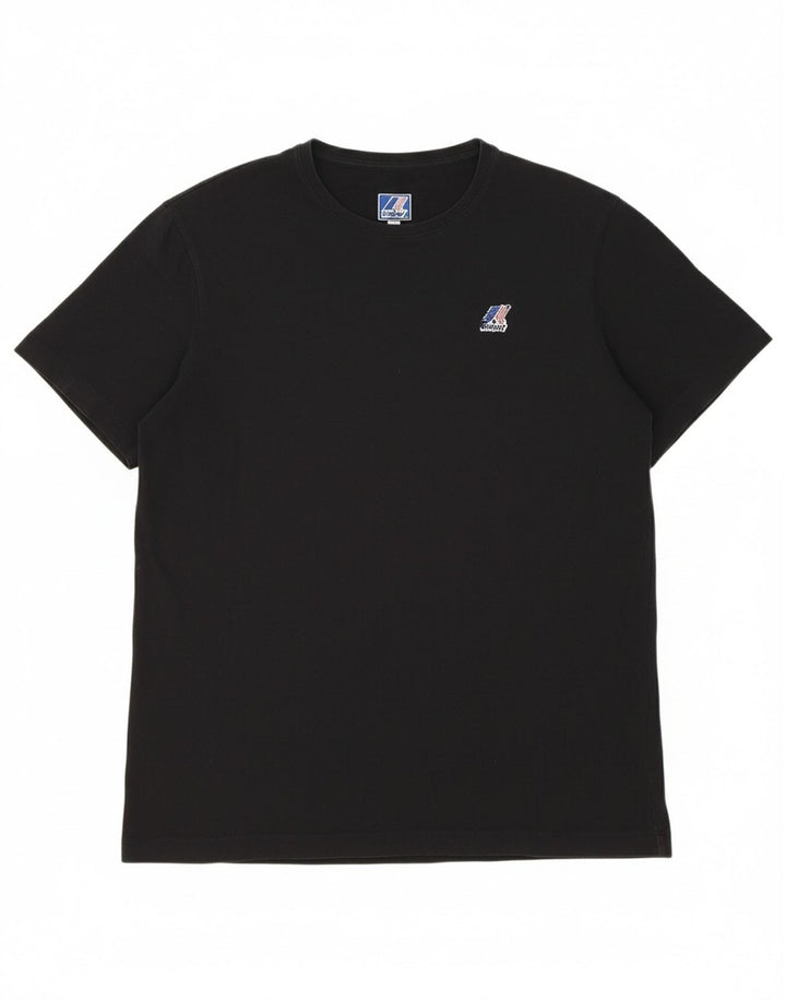 K-WAY Womens T-Shirt Top UK 16 Large Black Cotton