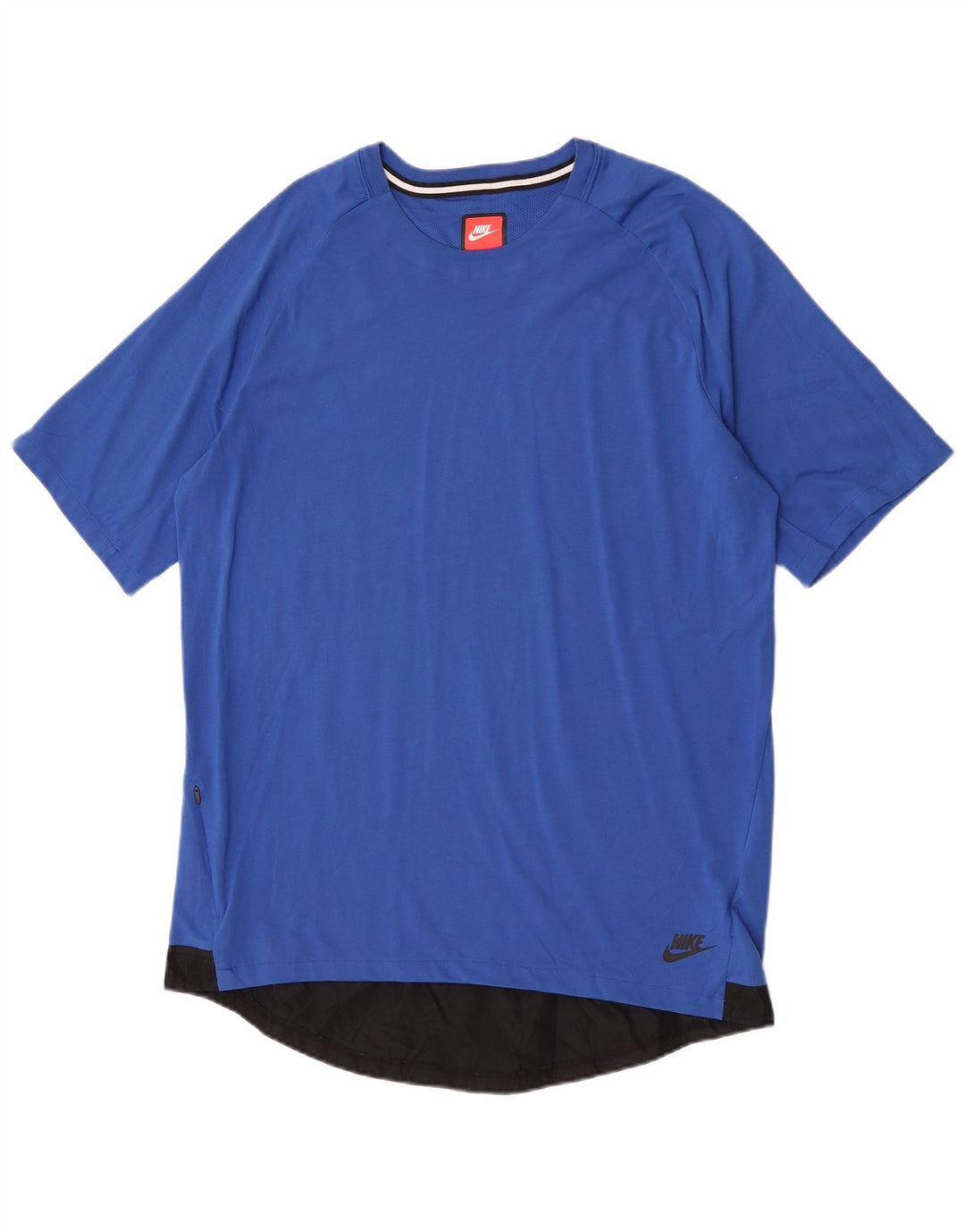 Nike T-shirt top til mænd, stor blå farveblok polyester