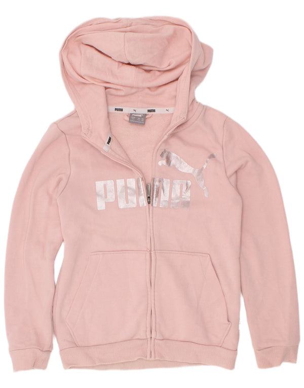 Puma piger grafisk hættetrøje med lynlås 7-8 år Pink bomuld