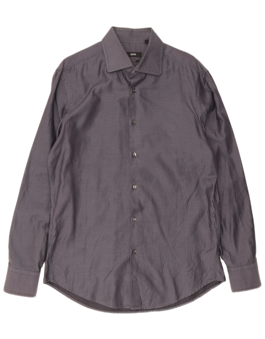 Hugo Boss Herre Slim Fit Skjorte Størrelse 41/42 Stor Grå Bomuld