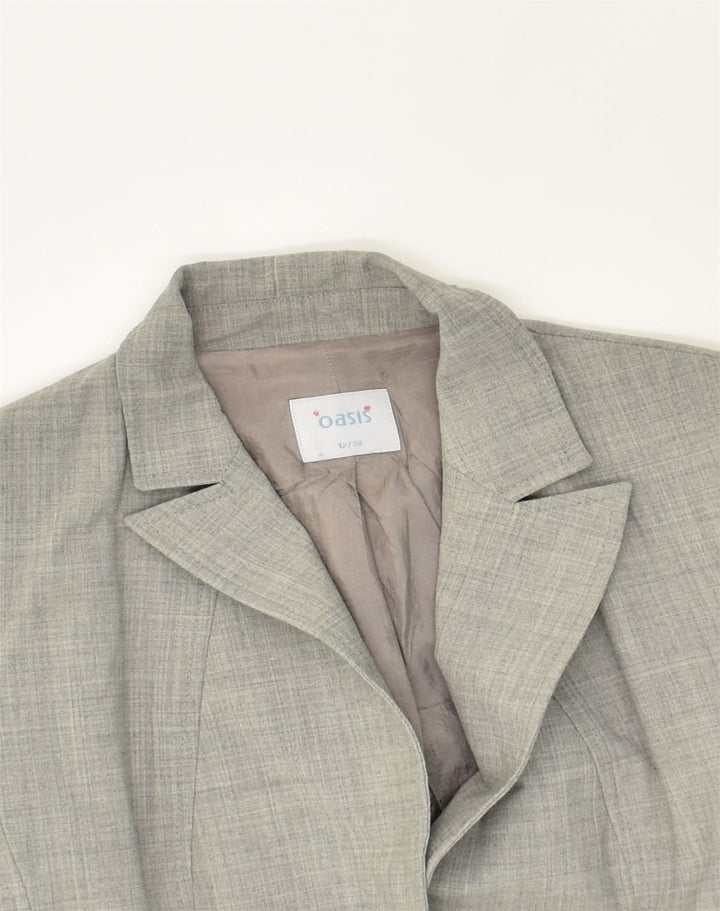 OASIS Womens 2 Button Blazer Jacket UK 12 Medium  Grey Polyester | Vintage Oasis | Thrift | Second-Hand Oasis | Used Clothing | Messina Hembry 