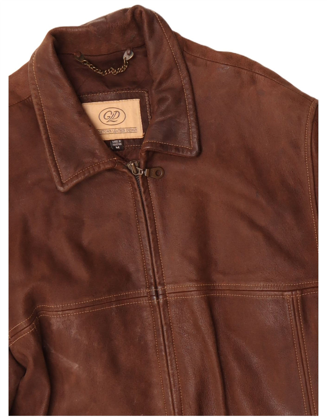 Vintage Herre Læderjakke UK 38 Medium Brun Læder