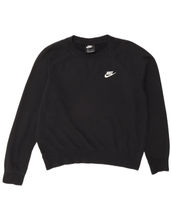 Nike Dame Oversized Sweatshirt Jumper UK 10 Small Black Bomuld