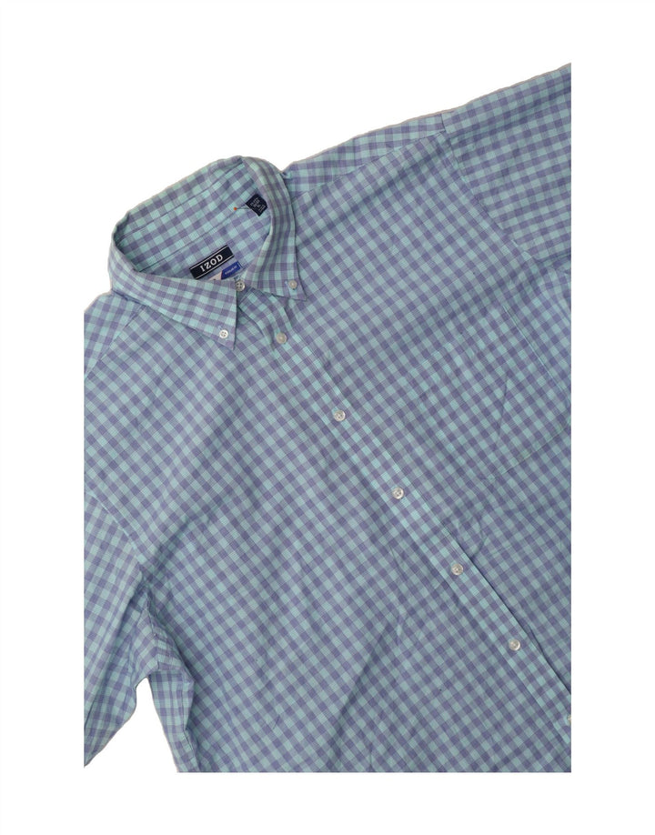 IZOD Mens Regular Fit Shirt Size 17 1/2 XL Blue Check Vintage Izod and Second-Hand Izod from Messina Hembry 