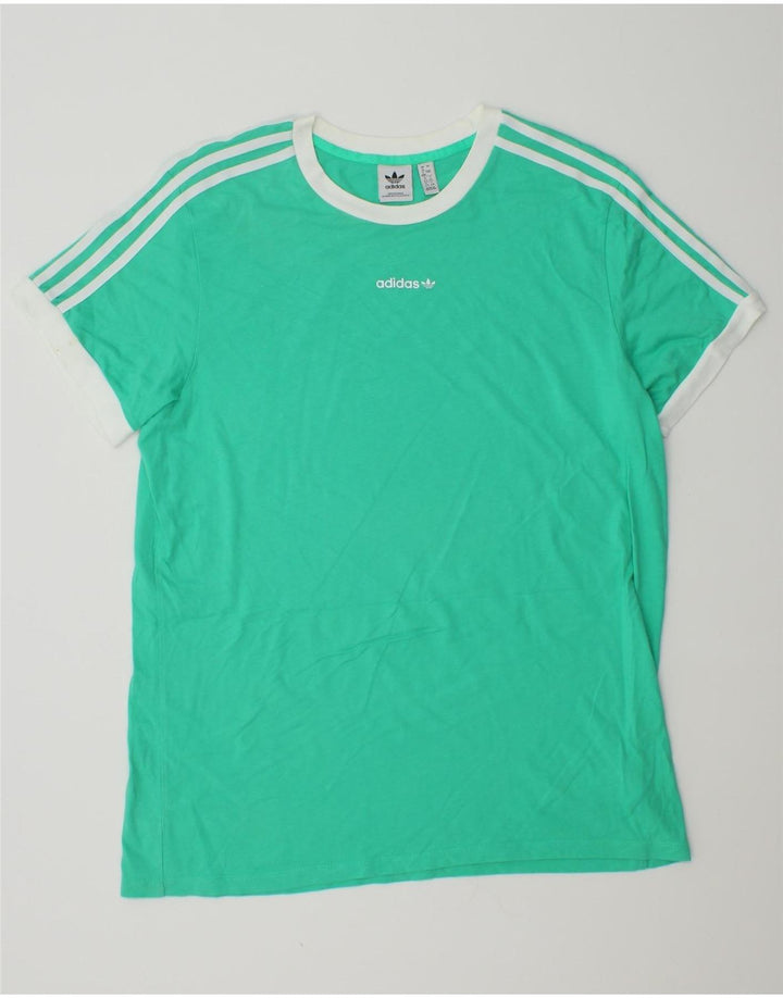 Adidas Dame T-Shirt Top UK 16 Stor turkis bomuld