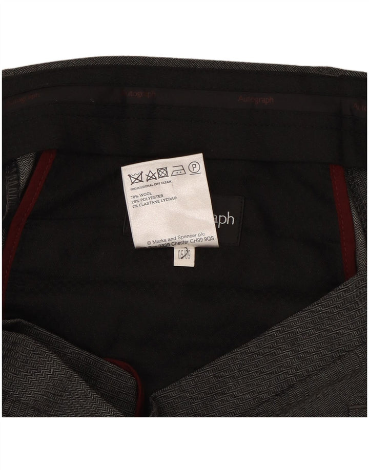 Marks & Spencer Herre Autograph Straight Suit Bukser W34 L33 Grå Uld