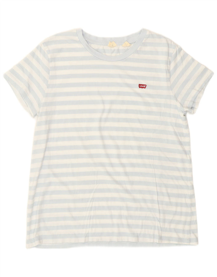 Levi's Dame T-Shirt Top UK 14 Stor Blå Stribet