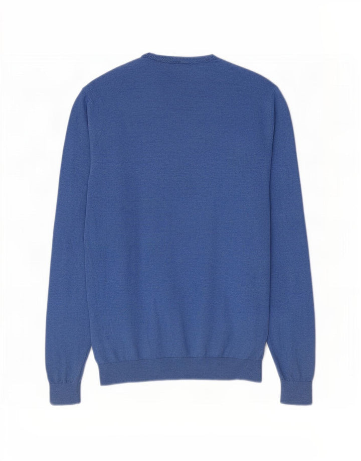 Massimo Dutti Herre V-hals sweater Medium Blå Bomuld