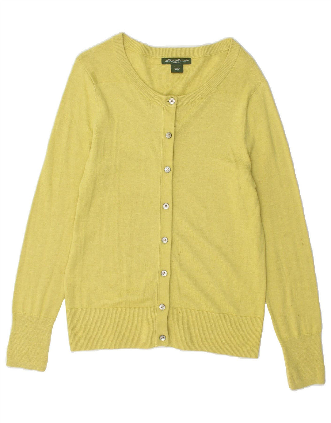 EDDIE BAUER Womens Cardigan Sweater UK 10 Small Yellow Cotton Vintage Eddie Bauer and Second-Hand Eddie Bauer from Messina Hembry 