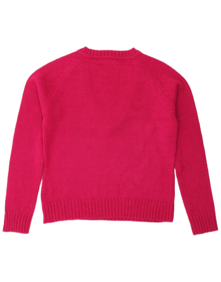 Zara Dame V-hals sweater UK 14 Medium Pink Akryl
